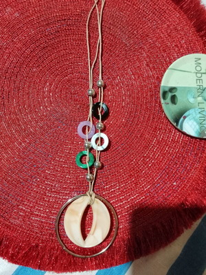 Pendant with stones and shell new, multicolor