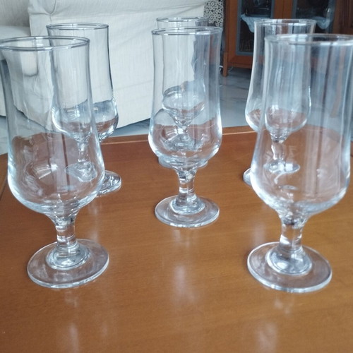 Vintage set of 6 large tall beer glasses 19cm like new