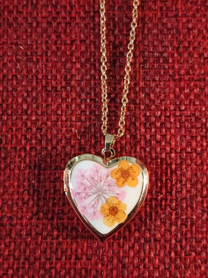 Necklace with opening heart and gold chain new, multicolored