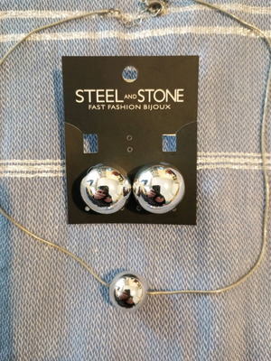 Steel jewelry set earrings pendant new, very light