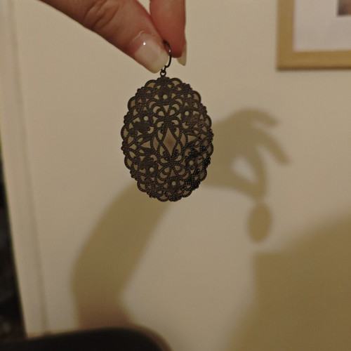 Metal earrings like new, black and gray