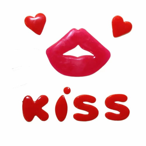 Decorative jelly stickers "KISS" new for glass surfaces
