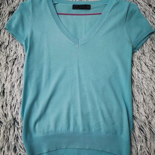 Zara blouse turquoise like new, soft wool blend
