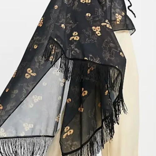 ASOS DESIGN women's scarf poncho like new with horse and flower print