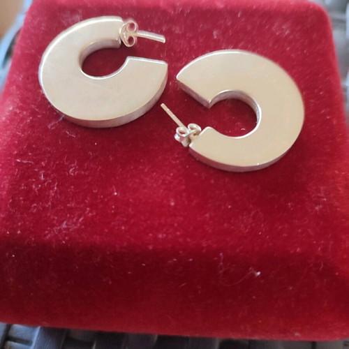 Silver 925 flat hoop earrings 3 cm diameter like new