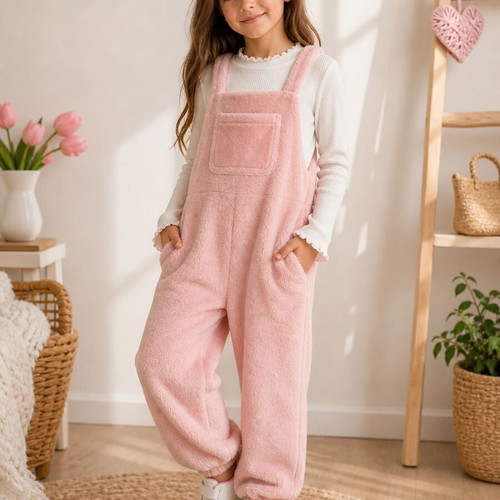 Kids fleece overall SHEIN 6–7 years pink like new, warm and soft