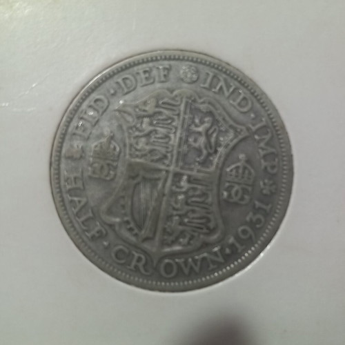 Silver coin 1/2 Crown England used 1931