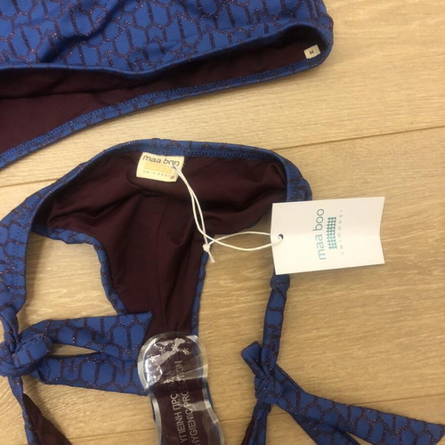 Maaboo bikini set new, dark blue iridescent, one shoulder top