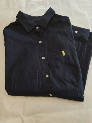 Polo Ralph Lauren classic women's cotton long sleeve shirt, blue, size L
