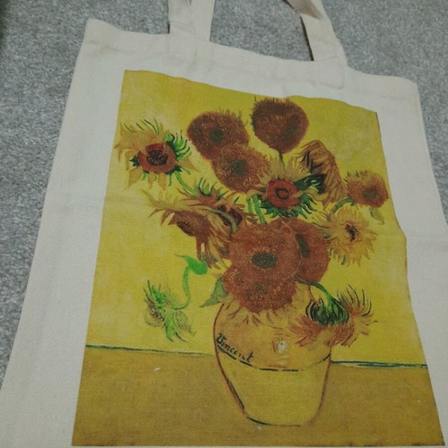 Fabric bag with flower print new, cotton shoulder bag