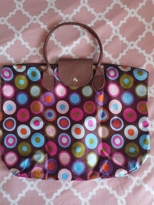 Brown handbag with colorful patterns used, medium size