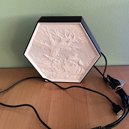 3D Printed Pokémon Lightbox like new with Pikachu and Bulbasaur