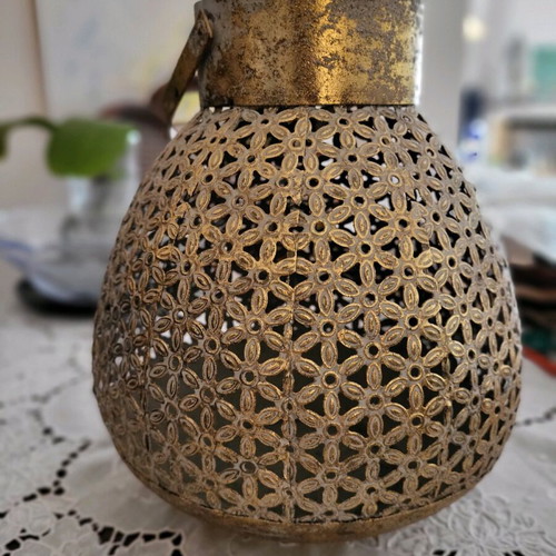 Metal lantern like new for tealight or flower vase
