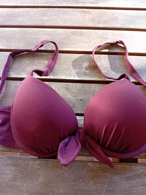 Bikini bra 70C adjustable straps like new, brick red to aubergine