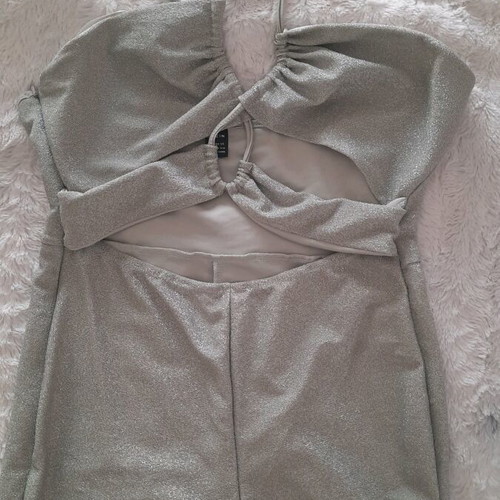Lurex one-piece jumpsuit new, size Large 40/42, light gray green