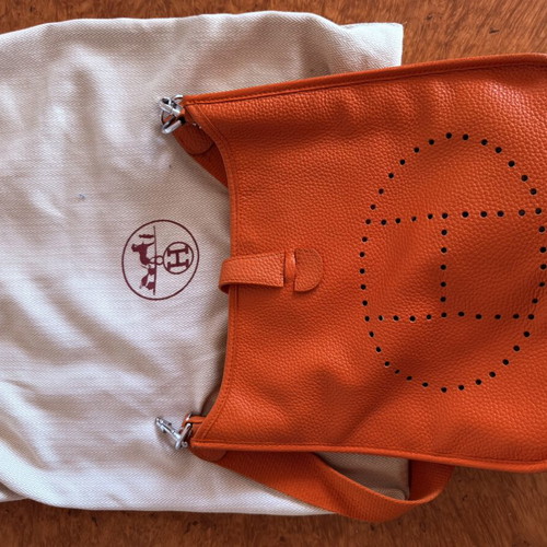 Hermès Evelyne PM Orange Clémence Leather Crossbody Bag