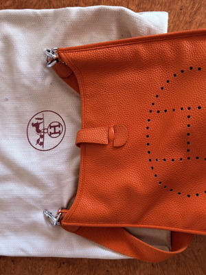 Hermès Evelyne PM Orange Clémence Leather Crossbody Bag