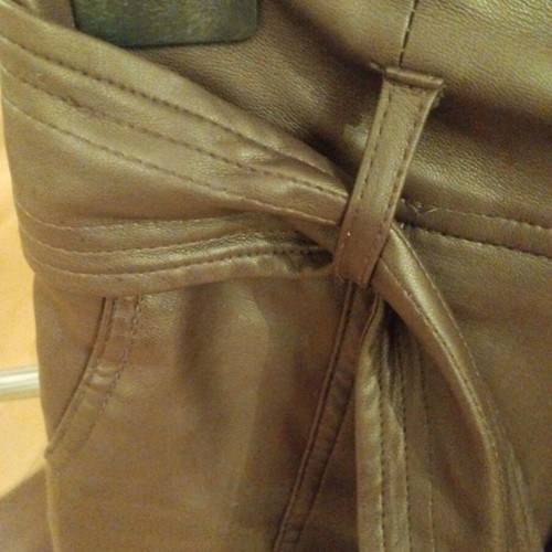 High-waisted BSB faux leather pants brown like new