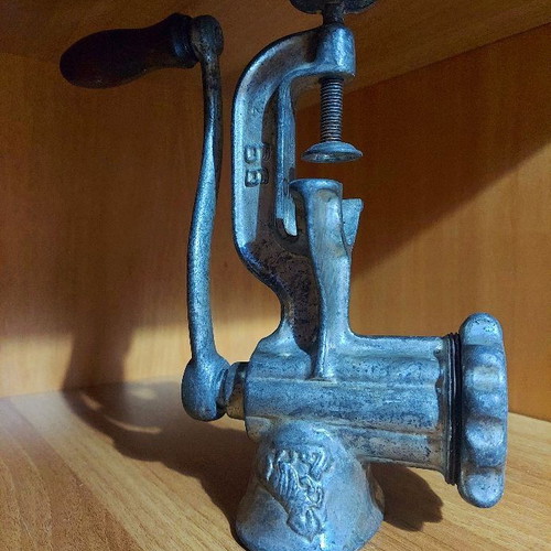 Retro meat grinder used, antique mincer