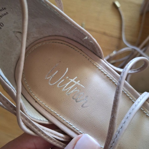 Wittner sandals used with thick heel, size 40, beige and gold
