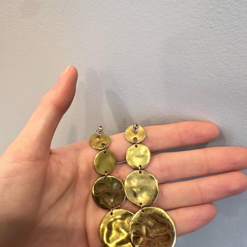 Dangling earrings like new, gold-plated brass