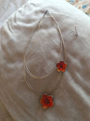 Multi-Strand Necklace with Flower Pendant like new