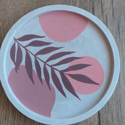 Handmade plaster decorative tray new with acrylic paint