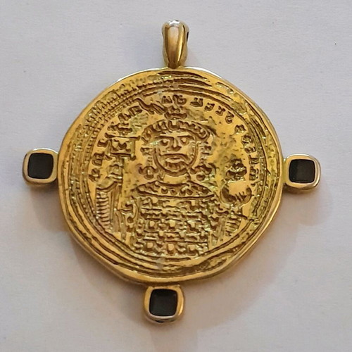 Motif pendant iconography brass does not tarnish diameter 4cm