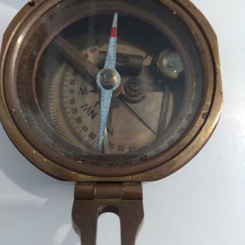 Vintage ορειχάλκινη πυξίδα με ηλιακό ρολόι μεταχειρισμένη, τύπου Stanley London
