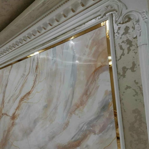 Gold decorative moldings set of 2 with mirror effect
