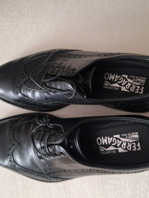 Δερμάτινα αντρικά παπούτσια No 43 Salvatore Ferragamo σαν καινούργιο, μαύρα