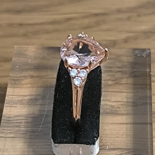 Rose Gold Copper Ring with Pink Heart Crystal