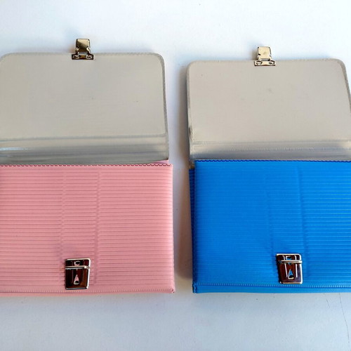 Greek-made school folder pencil cases, 1980s, two colors