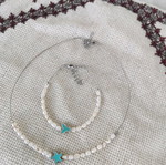 Necklace and bracelet set with pearls, handmade