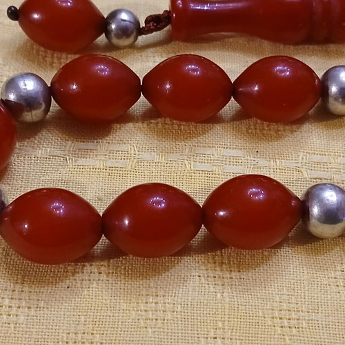 Komboloi mastic used, 14 mastic beads and 4 silver beads 925