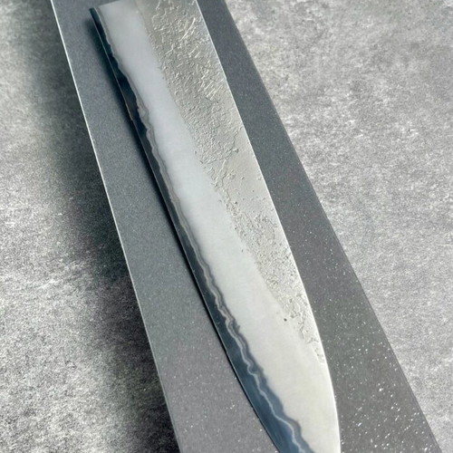 Yoshikane Amekiri White 2 Gyuto 240mm new, Stainless Clad Nashiji Finish with Saya