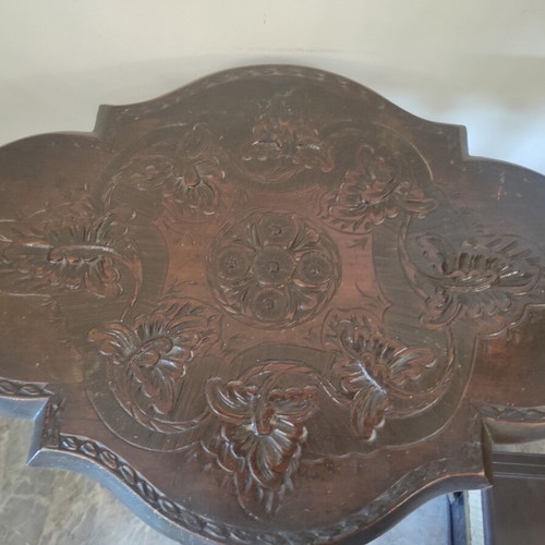 Carved coffee table wenge wood 1950s like new