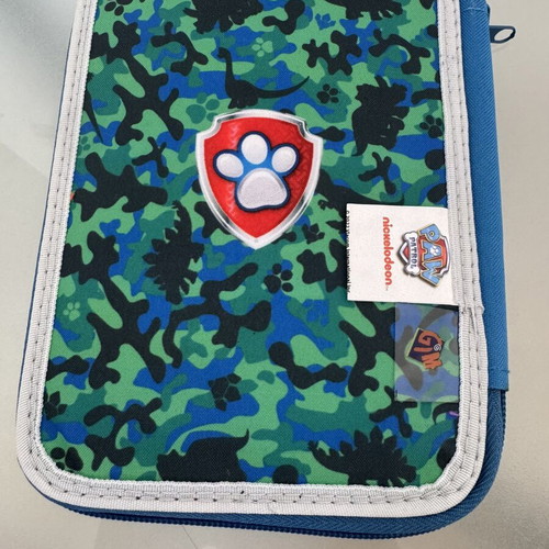Paw Patrol double pencil case with markers and crayons, new