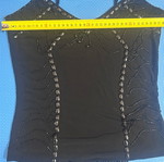Y2K Vintage Black Mesh Beaded Corset-Like Women’s Top Size XS/S Like New