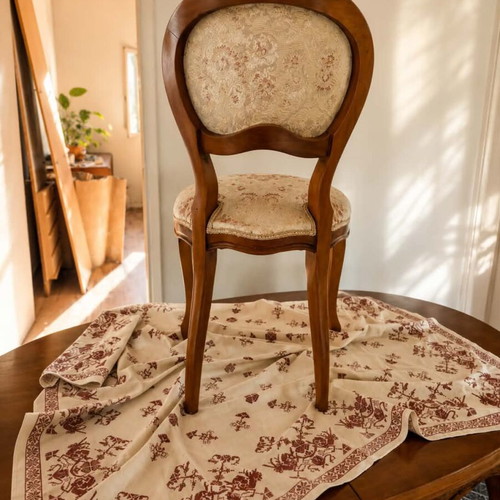 Handcrafted Carved Dining Set Solid Wood Oval Table with 6 Chairs like new