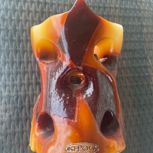 Handmade KHIROS candle like new, brown color with tealight holder