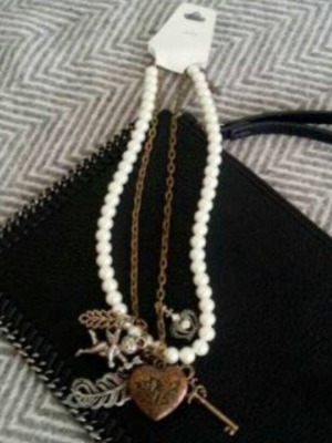 Double necklace with pearls and angel new