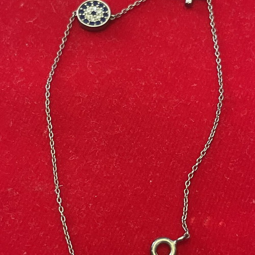 925 silver bracelet with evil eye and cross, 19 cm