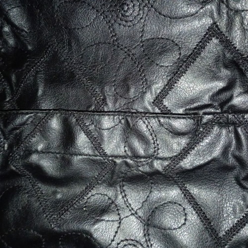 Leather skirt used, black, size L with embroidery