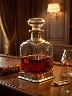 French luxury decanter for cognac and whiskey, Etain 95%