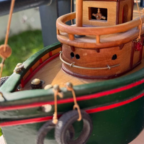 Wooden ship handmade like new from solid limba wood