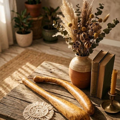 Decorative handmade gourds set of 2, natural boho style