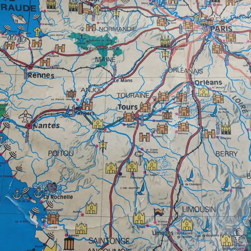 France map old used double-sided 100x124 cm