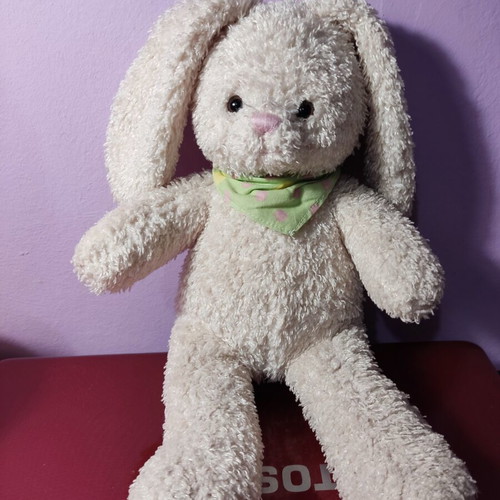 Rabbit plush toy with green scarf 35cm TCM like new