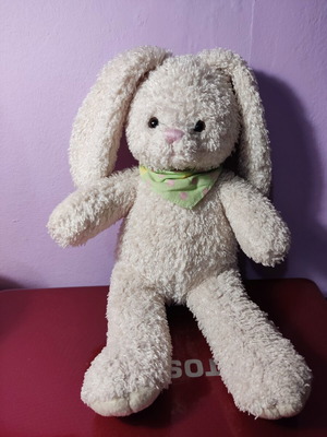 Rabbit plush toy with green scarf 35cm TCM like new